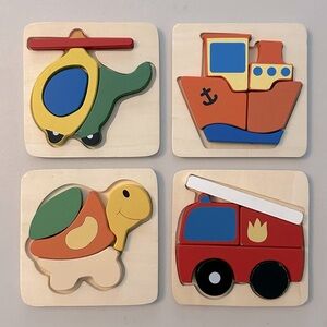 Educational 4 Wooden Matching Puzzles for children